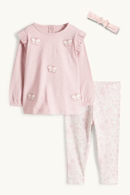 Motyl - szydełkowany komplet niemowlęcy - 3 części