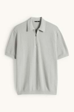 Koszulka polo z dzianiny - regular fit - z fakturą