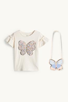 Papillon - ensemble - T-shirt et sac - 2 pièces