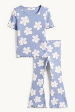 Bloem - set - T-shirt en flared legging - ribstof