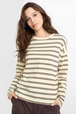 Langarmshirt - Oversized - gestreift