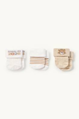 Multipack of 3 - leopard - newborn socks with motif