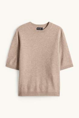 Kaschmir-Strickpullover - kurzarm