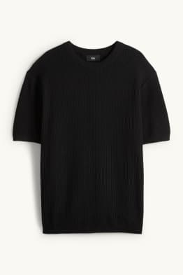 Pletený svetr - s krátkým rukávem - žebrovaný