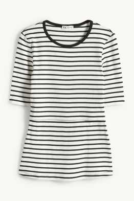 Kojící tričko - slim fit - žebrované - pruhované