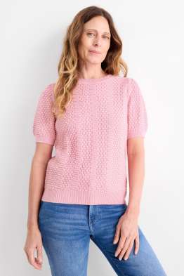 Pull en maille - manches courtes - finition texturée