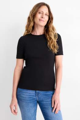 T-Shirt - Slim Fit - gerippt