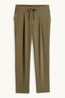 Pantaloni Donna Paper Bag Vita Alta Con Tasche - Verde Scuro, Taglia XXL, Tessuto Elasticizzato