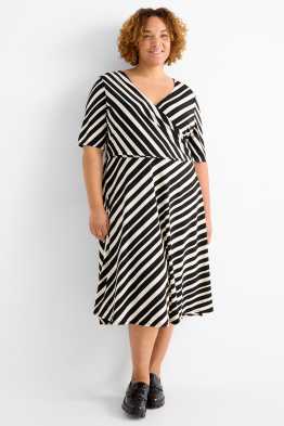 Kleid mit V-Ausschnitt - Straight Fit - gestreift