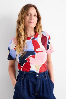 T-Shirt - Relaxed Fit - gemustert