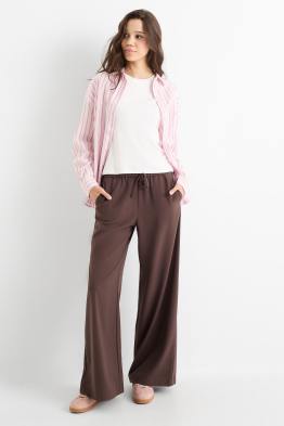 Cloth trousers - mid-rise waist - wide leg