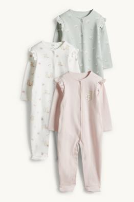Lot de 3 - teddy bear et petites fleurs - pyjamas bébé