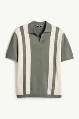 Gebreid poloshirt - regular fit - gestreept - met structuur