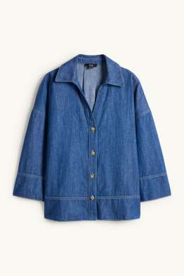 Jeansbluse mit V-Ausschnitt