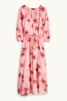 Kleid mit V-Ausschnitt - Straight Fit - geblümt