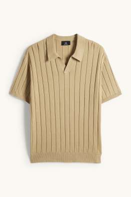 Strick-Poloshirt - Regular Fit - gerippt