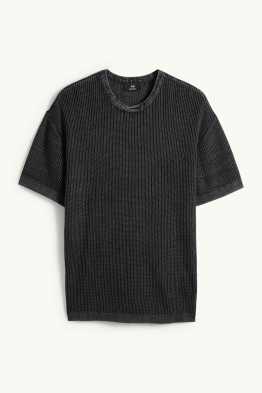 Jersey de punto - manga corta - de canalé