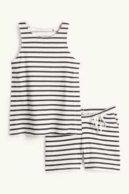 Pigiama corto per allattamento - a righe - tessuto tramato