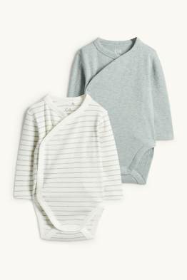 Confezione da 2 - body incrociati neonati - a costine