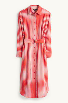 Vestit camiser amb cinturó - de ratlles