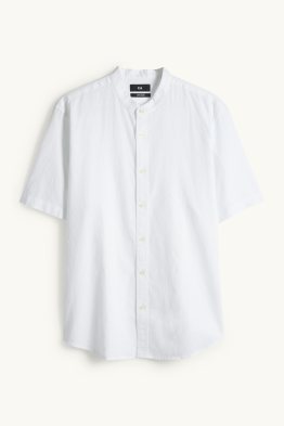 Chemise - regular fit - encolure montante - lin mélangé