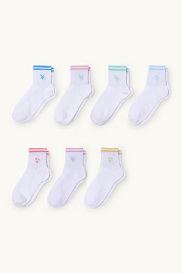 Multipack 7 perechi - flori - șosete cu motive - reiate