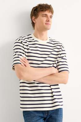 T-Shirt - Relaxed Fit - gestreift - strukturiert