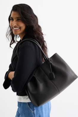 Großer Shopper mit abnehmbarem Taschengurt - Lederimitat