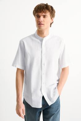 Camicia Uomo Maniche Corte Con Stampa Teschio Serio – Modello Personalizzabile, Leggera, Scollo A V, Casual