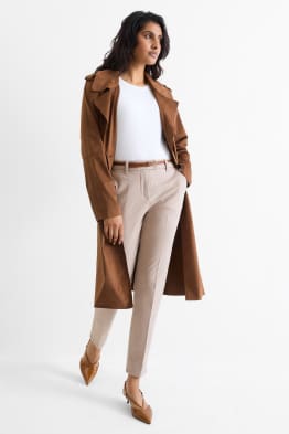 Cloth trousers with belt - mid-rise waist - tapered fit