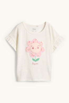 Flor - camiseta de manga corta - brillos
