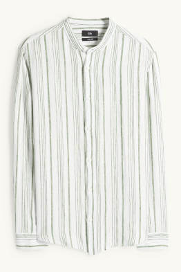Chemise en lin - regular fit - encolure montante - à rayures