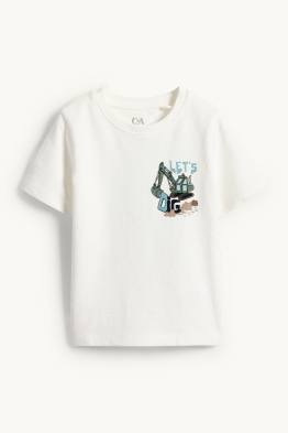 Koparka - koszulka z krótkim rękawem - w prążki