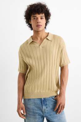 Strick-Poloshirt - Regular Fit - gerippt
