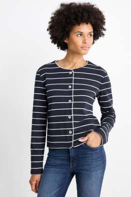 Strickjacke - gerippt - gestreift