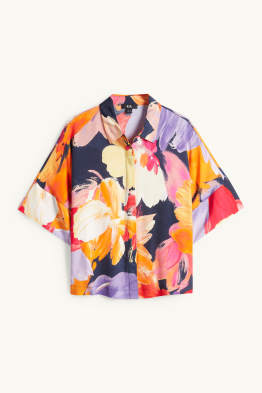 Hemdblouse - gebloemd - met structuur