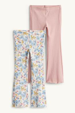 Multipack 2er - Blume - Flared Leggings - gerippt