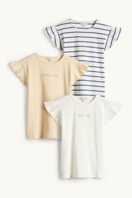Multipack of 3 - short sleeve T-shirt- ribbed - shiny