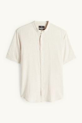 Chemise - regular fit - encolure montante - lin mélangé