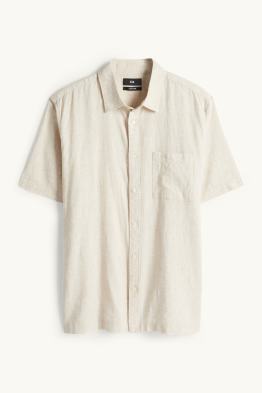 Koszula - regular fit - kołnierzyk kent - mieszanka z lnem