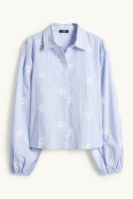 Blusa camisera - de rayas - de flores