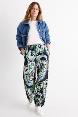 Pantalon - mid waist - wide leg - met patroon