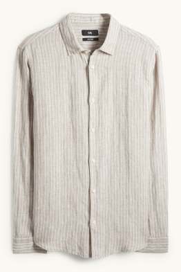 Chemise en lin - regular fit - col Kent - à rayures
