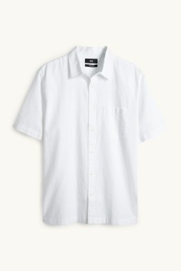 Camicia - regular fit - colletto all’italiana - misto lino