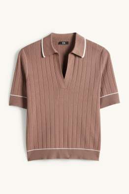 Strickpullover - kurzarm - gerippt