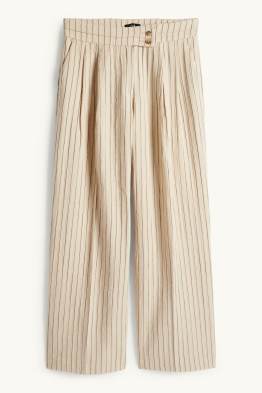 Pantalon - mid waist - wide leg - krijtstrepen