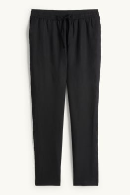Pantalon en toile - mid waist - tapered fit - lin mélangé