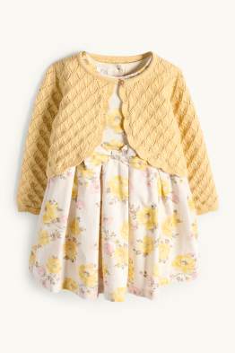 Kwiatki - komplet niemowlęcy - 2-części - odświętny