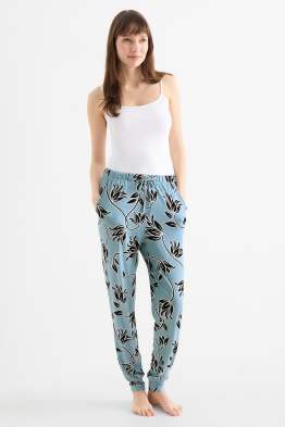 Viskose-Pyjamahose - geblümt