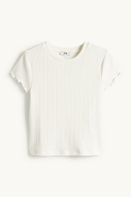 Krótki T-shirt - slim fit - w prążki